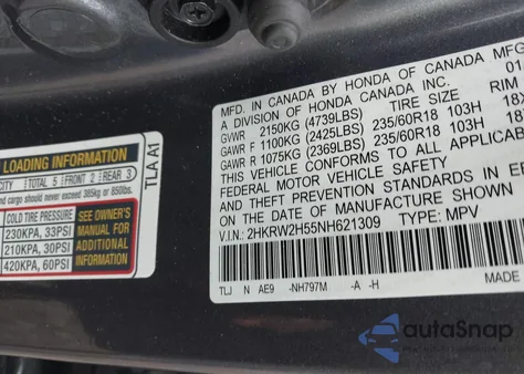 2022 Honda Cr-V Awd Ex from USA, damaged, VIN 2HKRW2H55NH621309